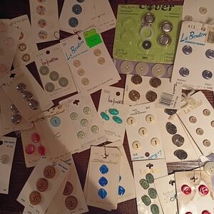 Mixed Vintage Button Card Lot - Assorted Colors
